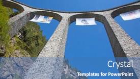  Presentation with train - Audience pleasing presentation theme consisting of famous-wiesener-viaduct backdrop and a teal colored foreground