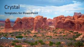  Presentation with arches national park - Amazing PPT theme having famous windows in the arches backdrop and a light blue colored foreground