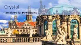  Presentation with gallery - Slide deck consisting of famous-zwinger-museum-and-gallery background and a light blue colored foreground