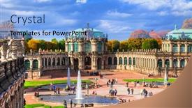  Presentation with baroque - Amazing PPT theme having famous-zwinger-museum-and-gallery backdrop and a light blue colored foreground