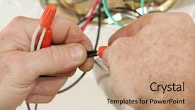  Presentation with nut - Amazing slide deck having ceiling fan - closeup of an electrician's hands backdrop and a  colored foreground
