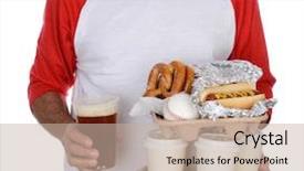  Presentation with baseball bases - Presentation theme consisting of fan carrying trays of food background and a  colored foreground