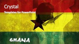  Presentation with ghana flag - PPT theme having fan cheering against ghana flag background and a tawny brown colored foreground