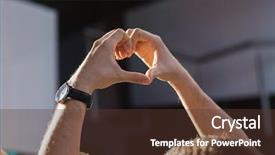  Presentation with music sign people - Theme enhanced with fan hands showing heart shape background and a tawny brown colored foreground