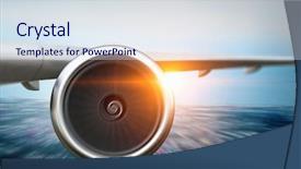  Presentation with airplane the sky travel - Slide deck having fan motor - close of airplane in sky background and a  colored foreground