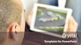  Presentation with car racing - Slide deck featuring fan motor - young caucasian man lying background and a tawny brown colored foreground