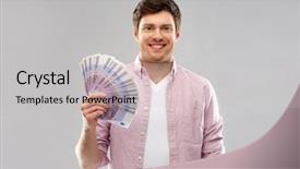  Presentation with money notes - Slide deck having fan of five hundred background and a light gray colored foreground