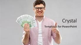  Presentation with money notes - Slide set featuring fan of one hundred background and a light gray colored foreground