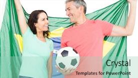  Presentation with soccer formation - Audience pleasing slide set consisting of fan of soccer holding brazil backdrop and a  colored foreground