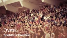  Presentation with basketball court - Beautiful PPT theme featuring fan soccer - blurred background of crowd backdrop and a red colored foreground