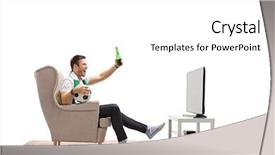  Presentation with television watching - Audience pleasing theme consisting of fan watching football on television backdrop and a white colored foreground
