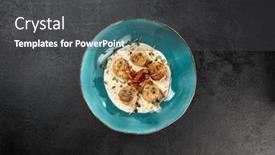  Presentation with black ceramic - Presentation consisting of fancy-appetizer-of-grilled-sea background and a dark gray colored foreground