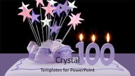  Presentation with fancy - Colorful PPT theme enhanced with fancy cake with number 100 backdrop and a light blue colored foreground