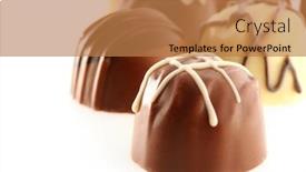  Presentation with fancy - Audience pleasing presentation theme consisting of fancy chocolates with focus on front chocolate includes milk chocolate dark chocolate white chocolate truffles backdrop and a coral colored foreground