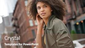  Presentation with fancy - Slide set consisting of fancy city girl crossing the street new york city background and a violet colored foreground