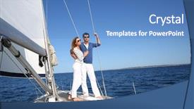  Presentation with sailboat - Colorful slide deck enhanced with fancy couple enjoying sailing backdrop and a teal colored foreground