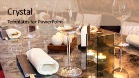  Presentation with sushi - Beautiful slide deck featuring fancy dinner - glasses candle on table backdrop and a coral colored foreground