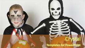  Presentation with fancy dress - Beautiful slides featuring fancy dress - boys in halloween outfit together backdrop and a red colored foreground