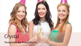  Presentation with birthday celebration - Slide deck with people concept - business team background and a  colored foreground.