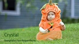  Presentation with fancy dress - Slides with fancy dress - cute boy in a halloween background and a seafoam green colored foreground