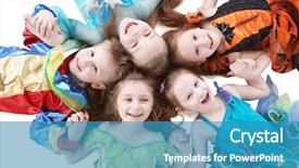  Presentation with smiling little girl - Slides having uber - woman hand holding a smartphone background and a  colored foreground.