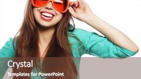  Presentation with party time - Slide deck featuring fancy dress - party image playful young woman background and a  colored foreground