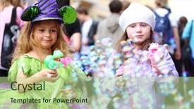  Presentation with fancy dress - Slides featuring fancy dress - two little girls blow background and a mint green colored foreground