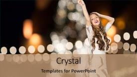  Presentation with fancy dress - Presentation theme featuring fancy dress dancing over christmas background and a coral colored foreground