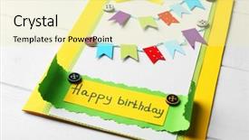  Presentation with fancy - Cool new slide deck with fancy handmade gift card on white wooden background backdrop and a blonde colored foreground