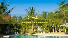  Presentation with fancy - Audience pleasing presentation theme consisting of fancy hotel paradise pool backdrop and a tawny brown colored foreground