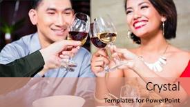  Presentation with dining restaurant - Slides with fancy restaurant eating good food background and a coral colored foreground