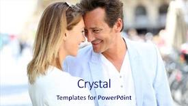  Presentation with fancy - Slide deck having fancy romantic couple in town embracing each other background and a sky blue colored foreground