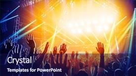  Presentation with active lifestyle - PPT theme enhanced with toppled over glass jar full of colorful sweets on the wooden table background and a coral colored foreground