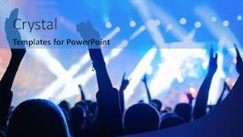  Presentation with live music concert - Amazing slide deck having fans-at-live-rock-music backdrop and a teal colored foreground