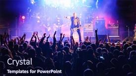  Presentation with live music concert - Audience pleasing presentation design consisting of fans-at-live-rock-music backdrop and a navy blue colored foreground