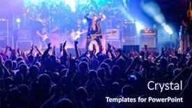  Presentation with rock music - Cool new PPT layouts with fans-at-live-rock-music backdrop and a navy blue colored foreground