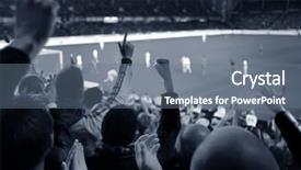  Presentation with football game security - Cool new PPT layouts with fans excited at a football backdrop and a gray colored foreground