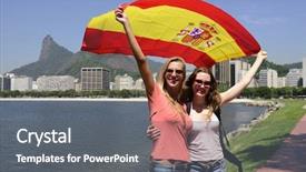  Presentation with female sport - Cool new presentation design with spanish flag in rio backdrop and a gray colored foreground