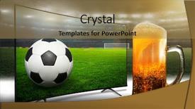  Presentation with broadcast - Audience pleasing presentation theme consisting of fans like to drink beer backdrop and a coral colored foreground