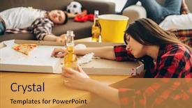  Presentation with football afl - Cool new PPT theme with fans sleeping at home hangover backdrop and a yellow colored foreground