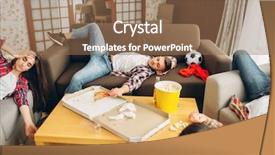  Presentation with football drils - Theme having fans sleeping at home hangover background and a violet colored foreground