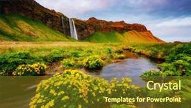  Presentation with green beauty - Audience pleasing presentation theme consisting of fantastic - lovely view of blooming green backdrop and a tawny brown colored foreground