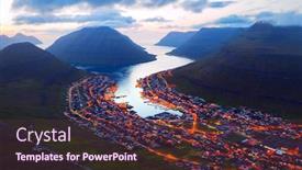  Presentation with denmark - Colorful PPT theme enhanced with fantastic aerial evening cityscape of klaksvik town with glowing streets and fjord bordoy island faroe islands denmark landscape photography backdrop and a tawny brown colored foreground
