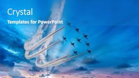  Presentation with show - Presentation theme having fantastic-air-show-at-sunset background and a teal colored foreground
