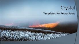  Presentation with landscape - Presentation theme featuring fantastic autumn landscape with hoarfrost background and a light blue colored foreground