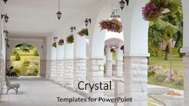  Presentation with medieval building columns - Presentation theme featuring fantastic background - a long passage background and a light gray colored foreground