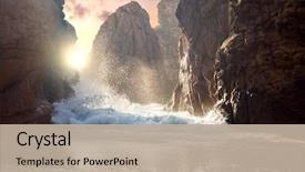  Presentation with ocean waves - PPT layouts enhanced with fantastic big rocks and ocean background and a mint green colored foreground