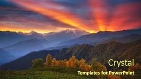  Presentation with breaking through - Beautiful presentation theme featuring fantastic brilliant sunrise with rays breaking through the clouds location place of mt ushba upper svaneti mestia georgia country europe high caucasus ridge discover the beauty of earth backdrop and a tawny brown colored foreground