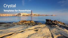  Presentation with malta - Beautiful presentation theme featuring fantastic city landscape on the seaside with boats portomaso business tower malta backdrop and a teal colored foreground