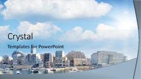  Presentation with malta - Cool new presentation design with fantastic city landscape on the seaside with boats malta europe backdrop and a light blue colored foreground